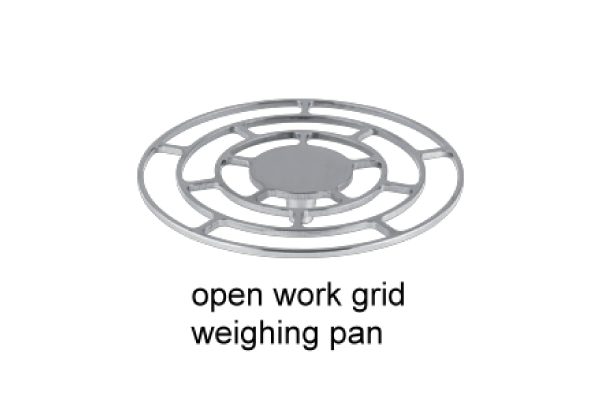 Open work grid weighing pan